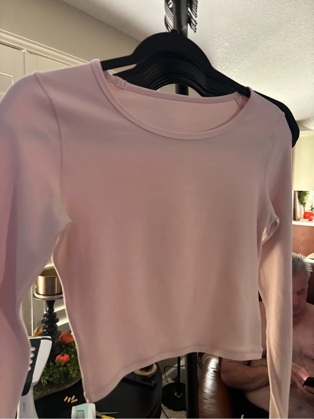 lululemon athletica Cropped Long-Sleeve Crew in Light Pink